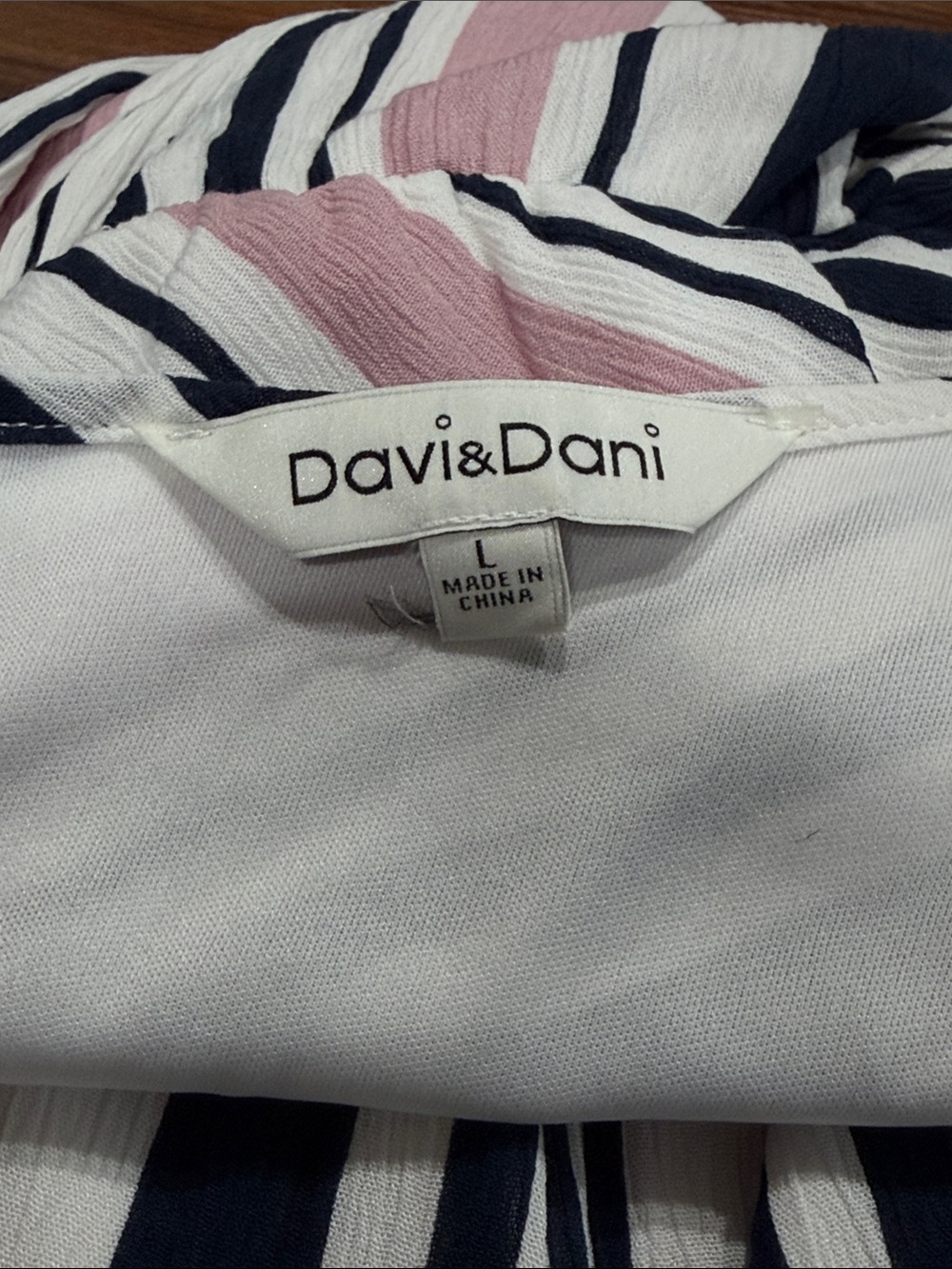 Davi & Dani Striped Boho Maxi Dress Lace Trim Tie Waist Size L - Picture 8 of 9